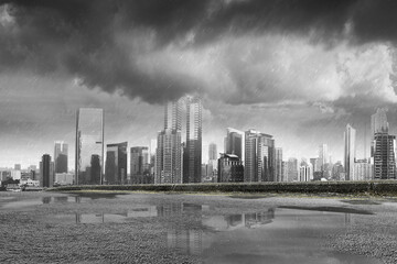 Obraz premium Street view with modern cityscapes