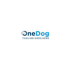 Fototapeta na wymiar Word mark logo formed dog head in letter O with blue color