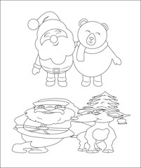 Funny Christmas coloring page | coloring book page line art for kids
