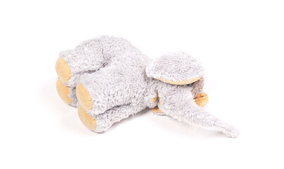 Stuffed elephant toy isolated on white background