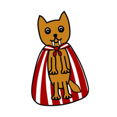 Illustration. Halloween cartoon character  vampire dog, isolated on transparent background. Halloween celebration concept