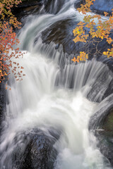 Colorful majestic waterfall in national park forest during autumn nature Photography.Landscape view national nature park Nikko Japan. Beautiful place