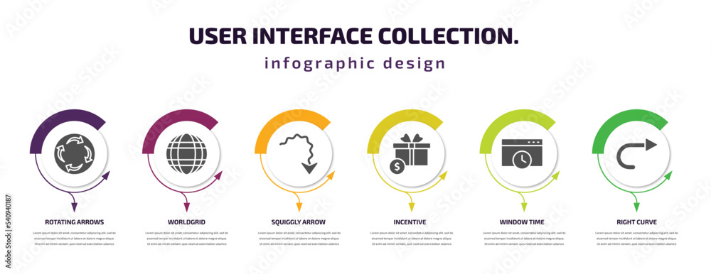 Poster user interface collection. infographic template with icons and 6 step or option. user interface coll