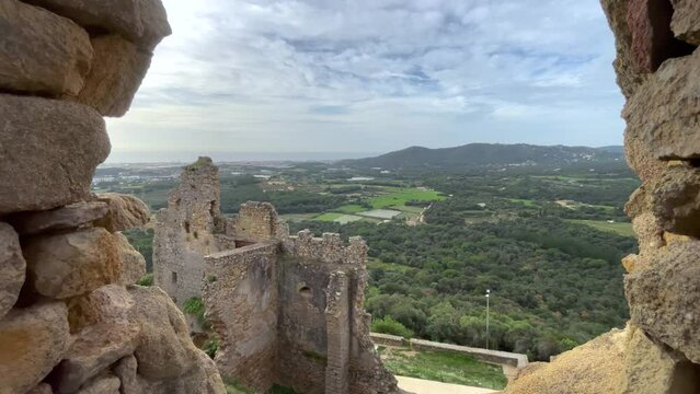Panoramic views of Palafolls castle in Spain Maresme province of Barcelona