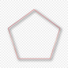 Rose gold glowing pentagon shape frame with shadow