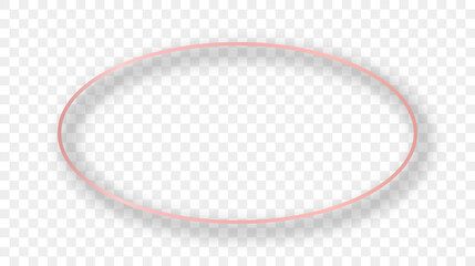 Rose gold glowing oval shape frame with shadow