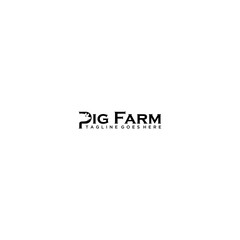 Naklejka na ściany i meble Pig farm logo with pig in negative in the Letter P