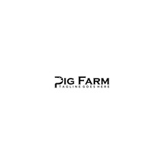 Pig farm logo with pig in negative in the Letter P