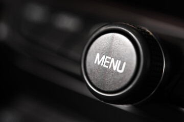 Car Radio Menu Button Closeup