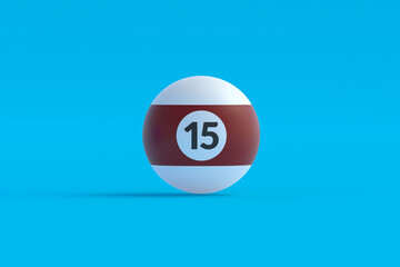 Billiard ball with number 15. Game for leisure. Sports equipment. 3d render