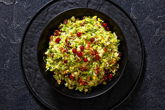 Brussels Sprouts Slaw With Bacon And Cranberries