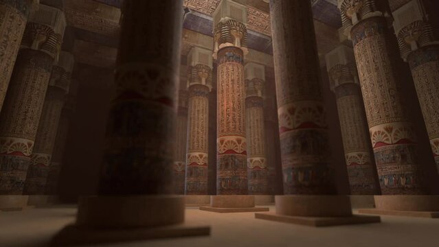 Animation of an ancient Egyptian temple with pillars