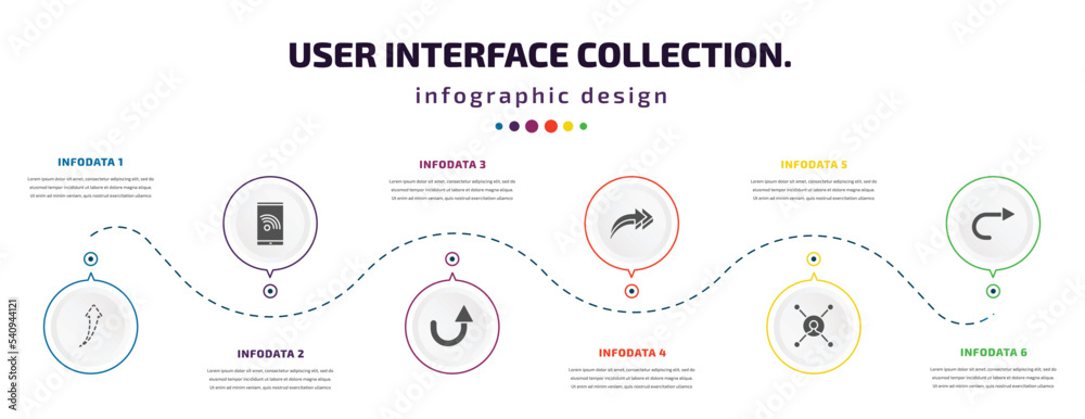 Poster user interface collection. infographic element with icons and 6 step or option. user interface colle