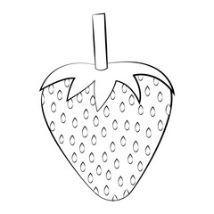 Strawberries in a thin line. Vector on a white background