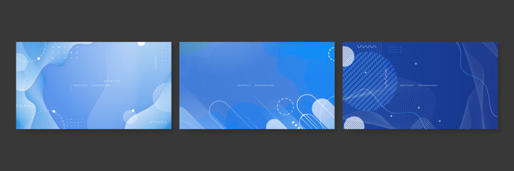Naklejka premium Abstract blue background with geometric memphis style