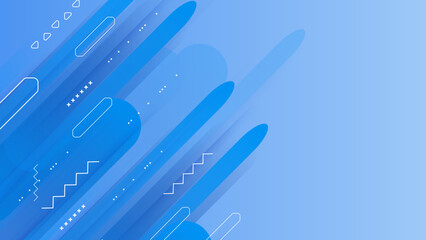 Abstract blue background with geometric memphis style