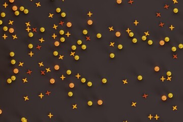 Orange, yellow. black, purple violet and red Halloween candys with background. halloween conceptdonuts with halloween sprinkles.