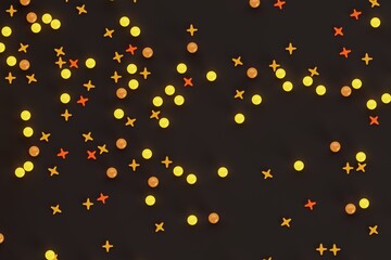 Orange, yellow. black, purple violet and red Halloween candys with background. halloween conceptdonuts with halloween sprinkles.