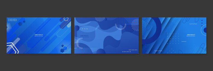 Gradient blue background with halftone memphis style. Modern banner template vector.