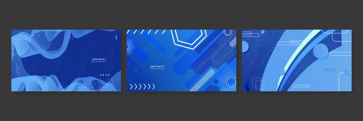 Gradient blue background with halftone memphis style. Modern banner template vector.