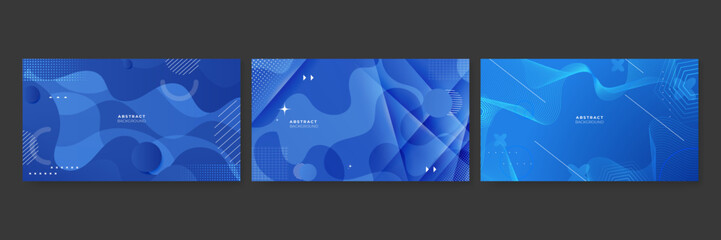 Gradient blue background with halftone memphis style. Modern banner template vector.