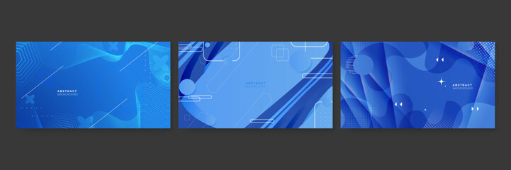 Naklejka premium Gradient blue background with halftone memphis style. Modern banner template vector.