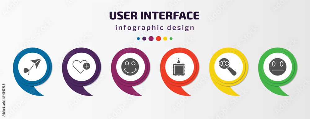 Poster user interface infographic template with icons and 6 step or option. user interface icons such as pa