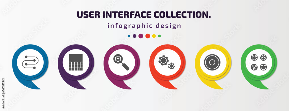 Poster user interface collection. infographic template with icons and 6 step or option. user interface coll