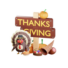 3D Thanksgiving Turkey Chicken Illustration