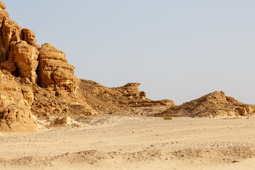 Fototapeta na wymiar View to Sinai desert with hills and empty blue sky