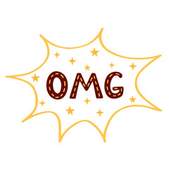 Omg comic text speech bubble. Vector Illustration for printing, backgrounds, covers and packaging. Image can be used for greeting cards, posters, stickers and textile. Isolated on white background.