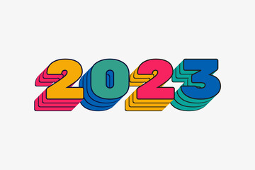 Happy New Year 2023 banner print in 90s style