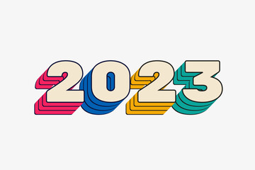 Happy New Year 2023 banner print in 90s style