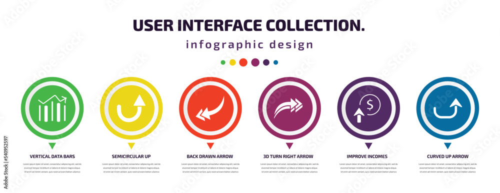 Poster user interface collection. infographic element with icons and 6 step or option. user interface colle