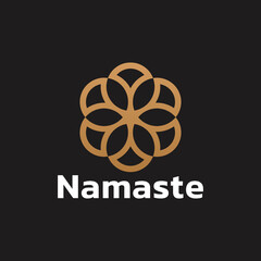 Logo for yoga studio. Mandala  vector illustration symbol and flower lotus. Namaste design for yoga, tattoo.