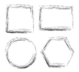 Grunge frame isolated on white. Brush stroke frames. Easy to edit vector template for your design. Distress border frames.