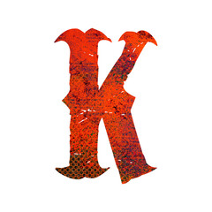 Halloween grunge alphabet set letter K