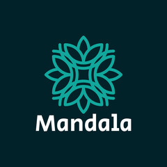 Logo for yoga studio. Mandala  vector illustration symbol and flower lotus. Namaste design for yoga, tattoo.