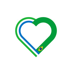 friendship concept. heart ribbon icon of sierra leone and brazil flags. vector illustration isolated on white background