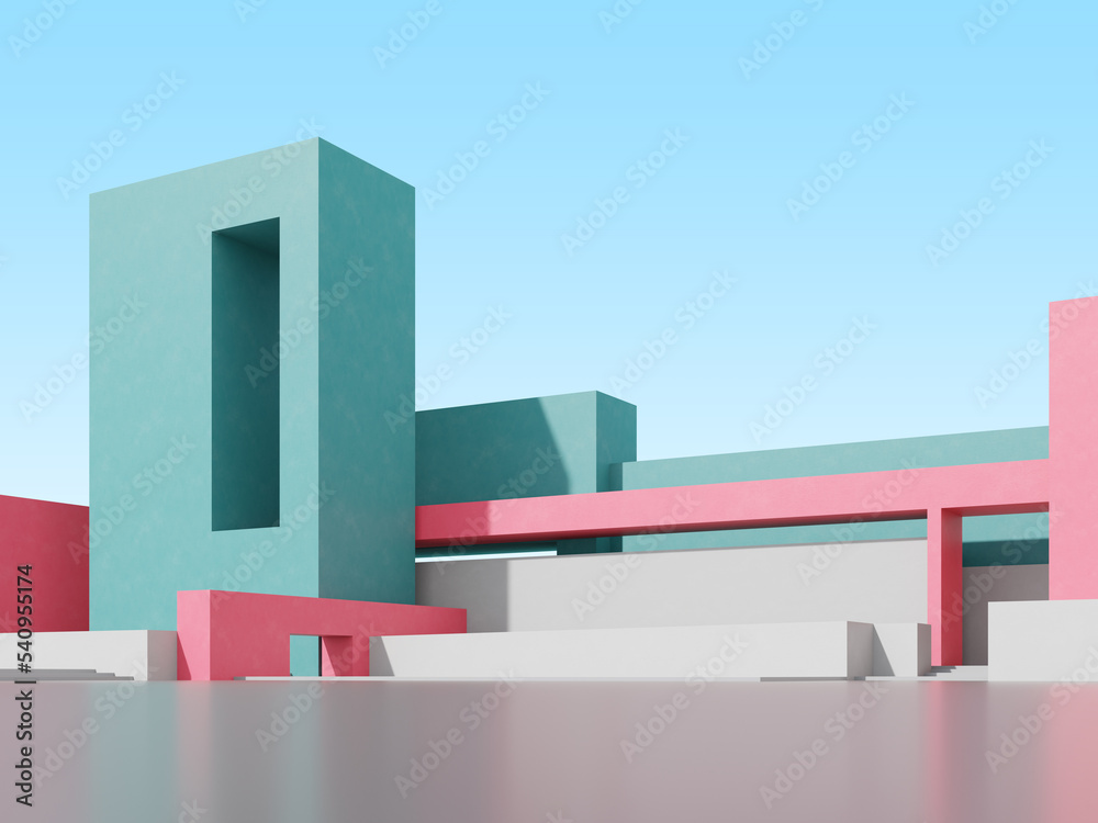 Aufkleber 3d illustration of abstract architecture background.