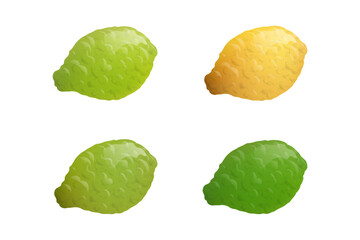Green and yellow Guava fruits set vector illustration.