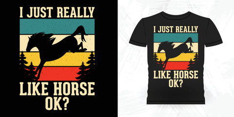Funny Cowboy Riding Horse Retro Vintage Riding Horse T-shirt Design