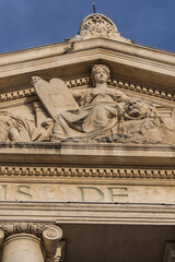 Nice Courthouse (Palace of Justice, 1885) - imposing law courts built in neoclassical style at Place du Palais. Nice, French Riviera, France.