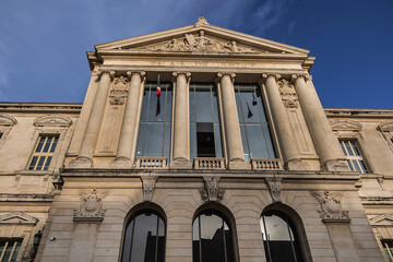 Nice Courthouse (Palace of Justice, 1885) - imposing law courts built in neoclassical style at Place du Palais. Nice, French Riviera, France.