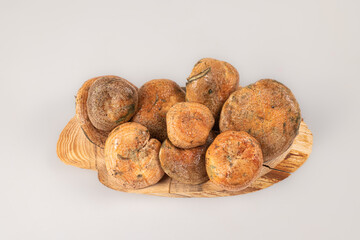 Fresh forest mushrooms, boletus (Lactarius deliciosus) on a white background
