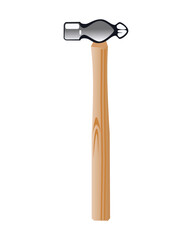 vector of tools Ball peen hammer with brown wooden stick for handle