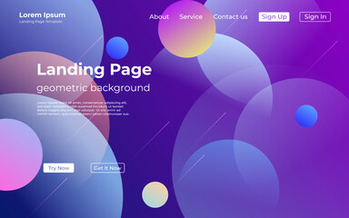 abstract creative purple colorful geometric landing page background. trendy gradient shapes composition. Eps10 vector.