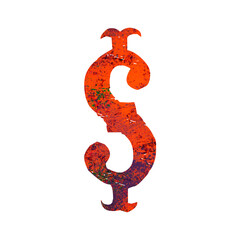 Halloween grunge alphabet set dollar sign