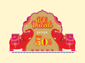 Happy Diwali. Indian festival of lights. Diwali price tag, banner, offer, discount.