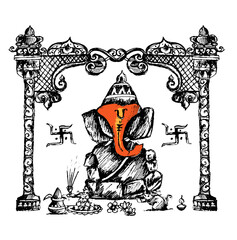 Lord Ganesha sketch and  Illustration for Happy Ganesh Chaturthi
